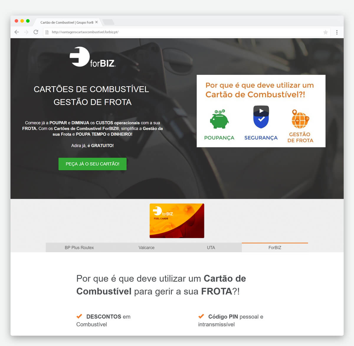 Website Vantagens Cartão Combustível